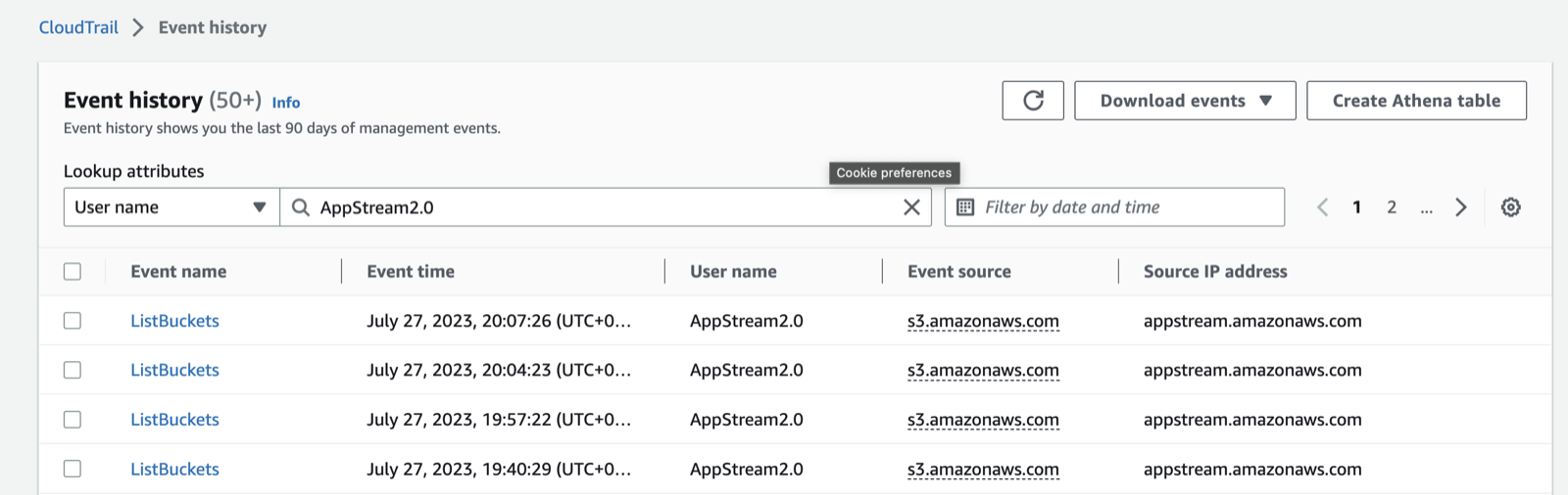 Cloudtrail logging user activity as Appstream2.0